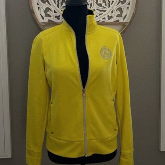 Lauren Ralph Lauren Active Ladies Yellow Zip Track Jacket Logo XS Lightweight - Picture 1 of 9